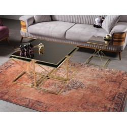 4+1 Kare Telli Gold Siyah Temperli Camlı