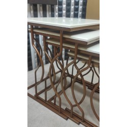 4 LÜ HAYAL GOLD ESKİTME (KAHVE) KREM MDF ZİGON SEHPA 