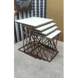 4 LÜ HAYAL GOLD ESKİTME (KAHVE) KREM MDF ZİGON SEHPA 