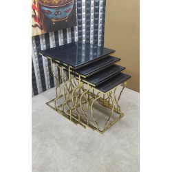 4 LÜ HAYAL GOLD (927)SİYAH DESENLİ MDF ZİGON SEHPA