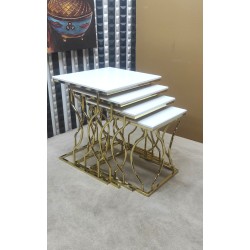 4 LÜ HAYAL GOLD BEYAZ MDF ZİGON SEHPA
