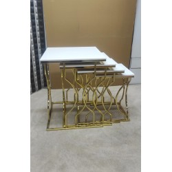 4 LÜ HAYAL GOLD BEYAZ MDF ZİGON SEHPA