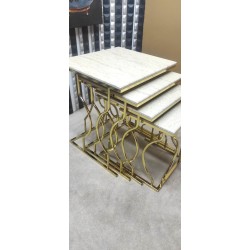 4 LÜ HAYAL GOLD TRAVERTEN MDF ZİGON SEHPA