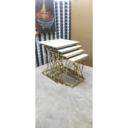4 LÜ HAYAL GOLD TRAVERTEN MDF ZİGON SEHPA