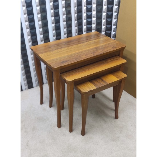 Sedaf 3 lü Mdf lam zigon sehpa takımı ceviz Sedaf 3 lü Mdf lam zigon sehpa takımı ceviz