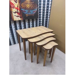 4 lü Açık Ceviz Mdf lam Zigon sehpa 