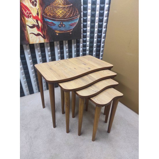 4 lü Açık Ceviz Mdf lam Zigon sehpa 4 lü Açık Ceviz Mdf lam Zigon sehpa