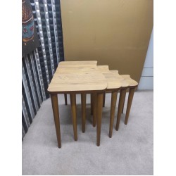 4 lü Açık Ceviz Mdf lam Zigon sehpa 