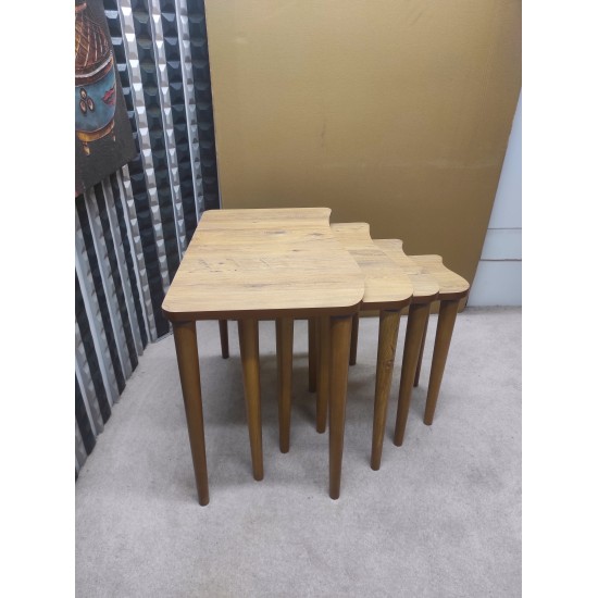 4 lü Açık Ceviz Mdf lam Zigon sehpa 4 lü Açık Ceviz Mdf lam Zigon sehpa