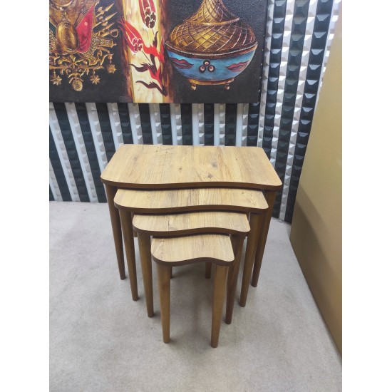 4 lü Açık Ceviz Mdf lam Zigon sehpa 4 lü Açık Ceviz Mdf lam Zigon sehpa