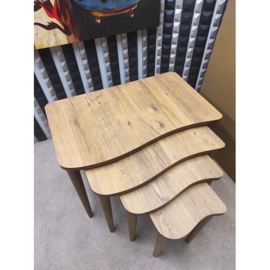 4 lü Açık Ceviz Mdf lam Zigon sehpa 4 lü Açık Ceviz Mdf lam Zigon sehpa