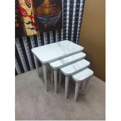 Hilal 4 lü mdf lam spor ahşap sehpa Hi-gloss Gümüş 