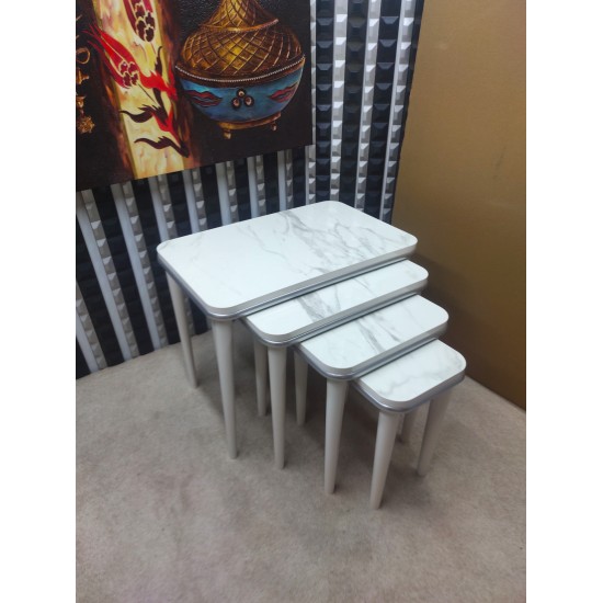 Hilal 4 lü mdf lam spor ahşap sehpa Hi-gloss Gümüş Hilal 4 lü mdf lam spor ahşap sehpa Hi-gloss Gümüş
