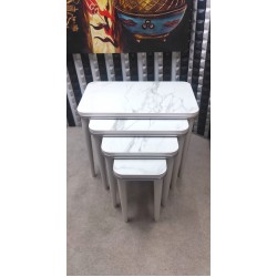 Hilal 4 lü mdf lam spor ahşap sehpa Hi-gloss Gümüş 