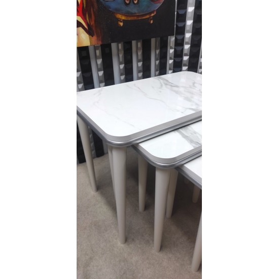 Hilal 4 lü mdf lam spor ahşap sehpa Hi-gloss Gümüş Hilal 4 lü mdf lam spor ahşap sehpa Hi-gloss Gümüş