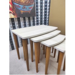4 lü Meşe Ahşap modern zigon sehpa 