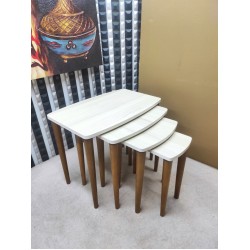 4 lü Meşe Ahşap modern zigon sehpa 
