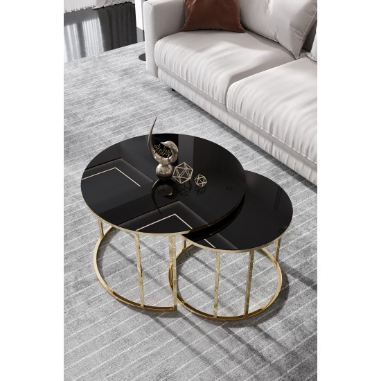 YAVRULU GOLD SİYAH TEMPERLİ CAM 2 Lİ ORTA SEHPA MODERN TASARIMLI ORTA SEHPA YAVRULU GOLD SİYAH TEMPERLİ CAM 2 Lİ ORTA SEHPA MODERN TASARIMLI ORTA SEHPA