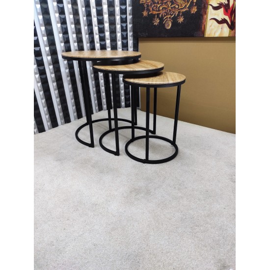 Trigon 3 lü zigon sehpa STATİK Açık Ceviz MDF Mebran Trigon 3 lü zigon sehpa STATİK Açık Ceviz MDF Mebran