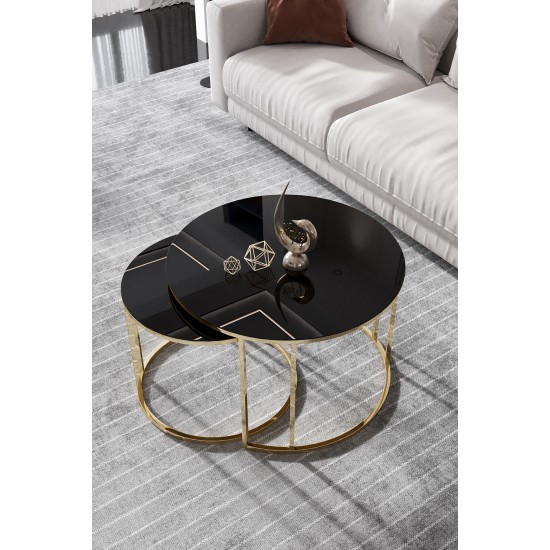 YAVRULU GOLD SİYAH TEMPERLİ CAM 2 Lİ ORTA SEHPA MODERN TASARIMLI ORTA SEHPA YAVRULU GOLD SİYAH TEMPERLİ CAM 2 Lİ ORTA SEHPA MODERN TASARIMLI ORTA SEHPA