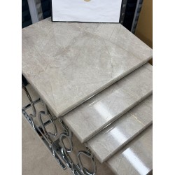 Hayal 4'lü Metal Gümüş Açık Granit MDF Mebran Kaplama Zigon Sehpa Takımı