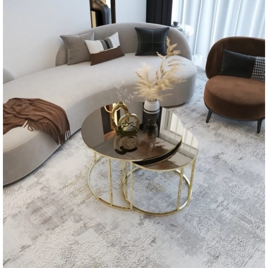 YAVRULU GOLD BRONZ AYNA 2 Lİ ORTA SEHPA MODERN TASARIMLI ORTA SEHPA YAVRULU GOLD BRONZ AYNA 2 Lİ ORTA SEHPA MODERN TASARIMLI ORTA SEHPA